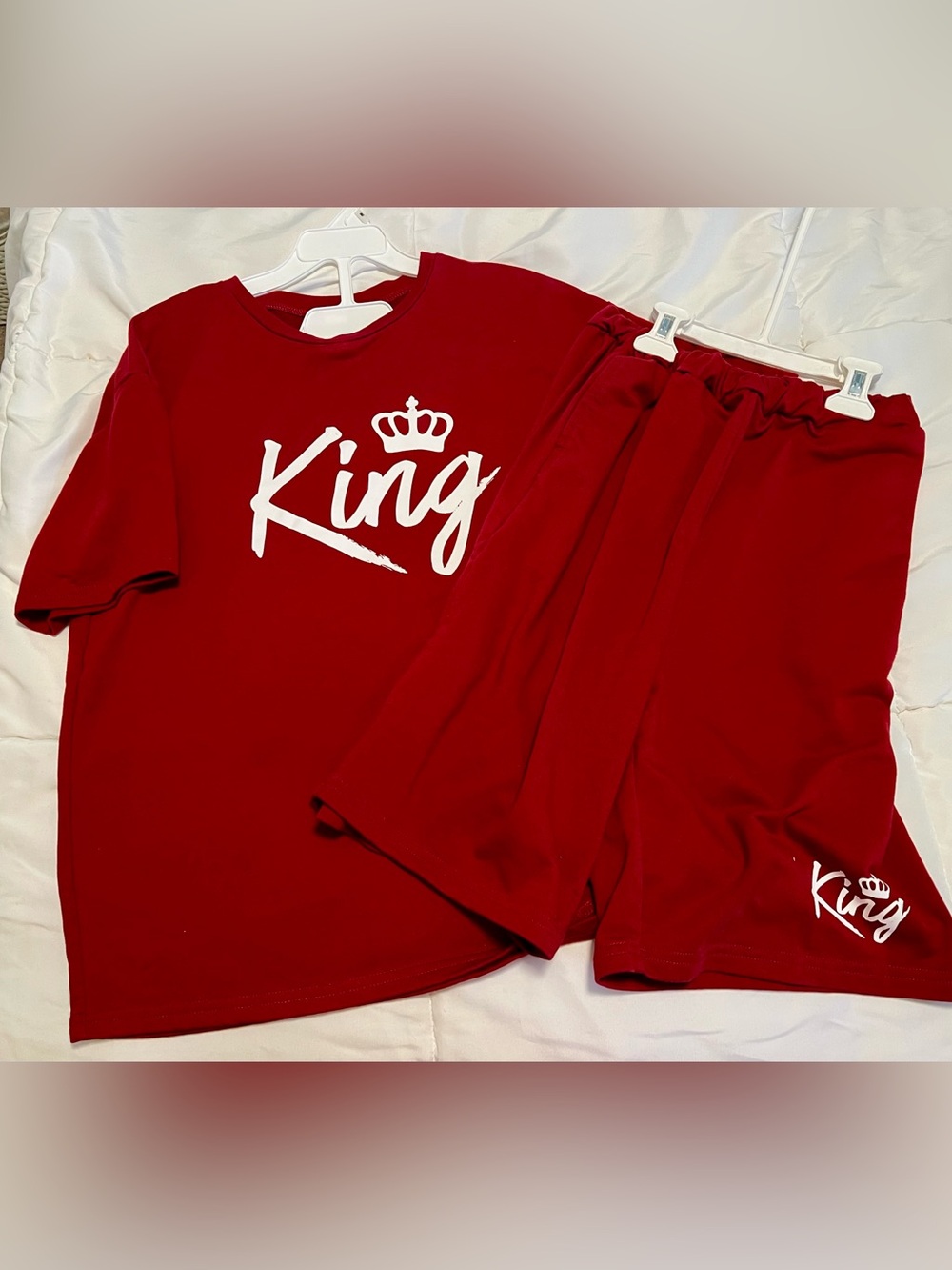 Boys’ Red 'King' Kids short Set with White Graphic